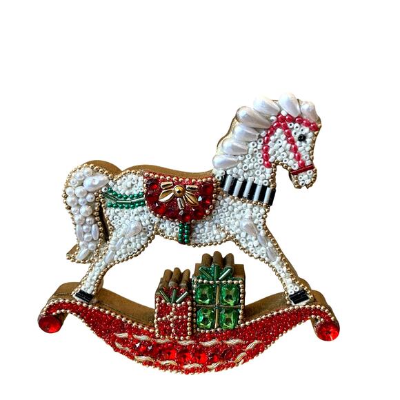 Sugarplum Dreams Beaded Stocking Holders Nutcracker & Pony Viral Christmas New - Picture 3 of 9